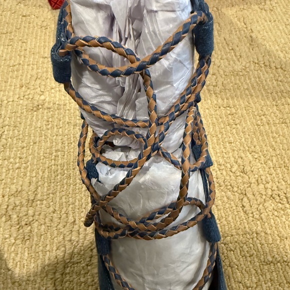 Tory Burch Positano Lace-Up Platform Denim Wedges - Picture 6 of 6